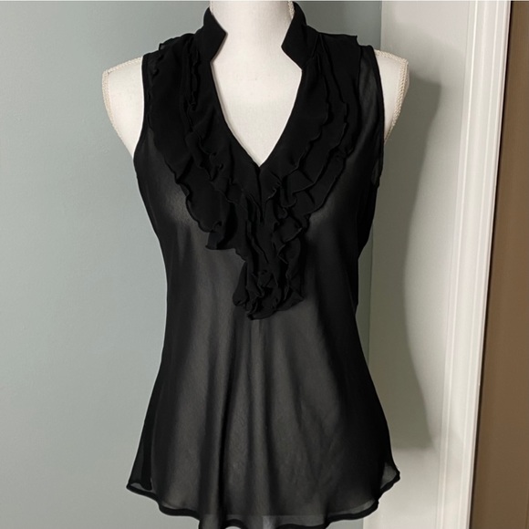 New York & Company Tops - Beautiful Sheer Sleeveless Ruffle Blouse